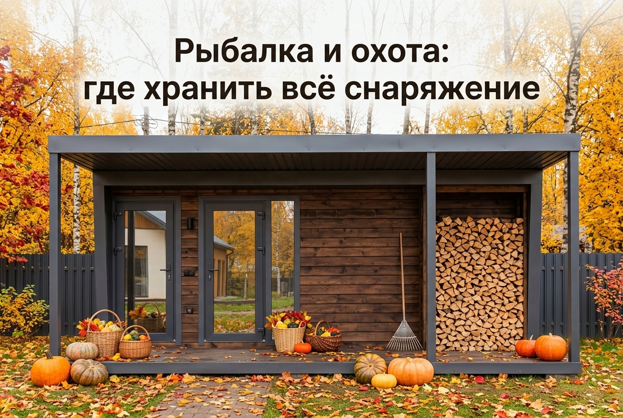 Обустроенный хозблок для хранения и сушки рыболовного и охотничьего снаряжения
