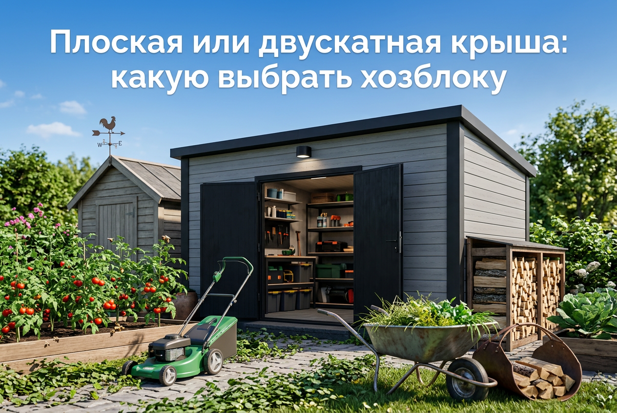 Сравнение плоской и двускатной крыши для садового хозблока