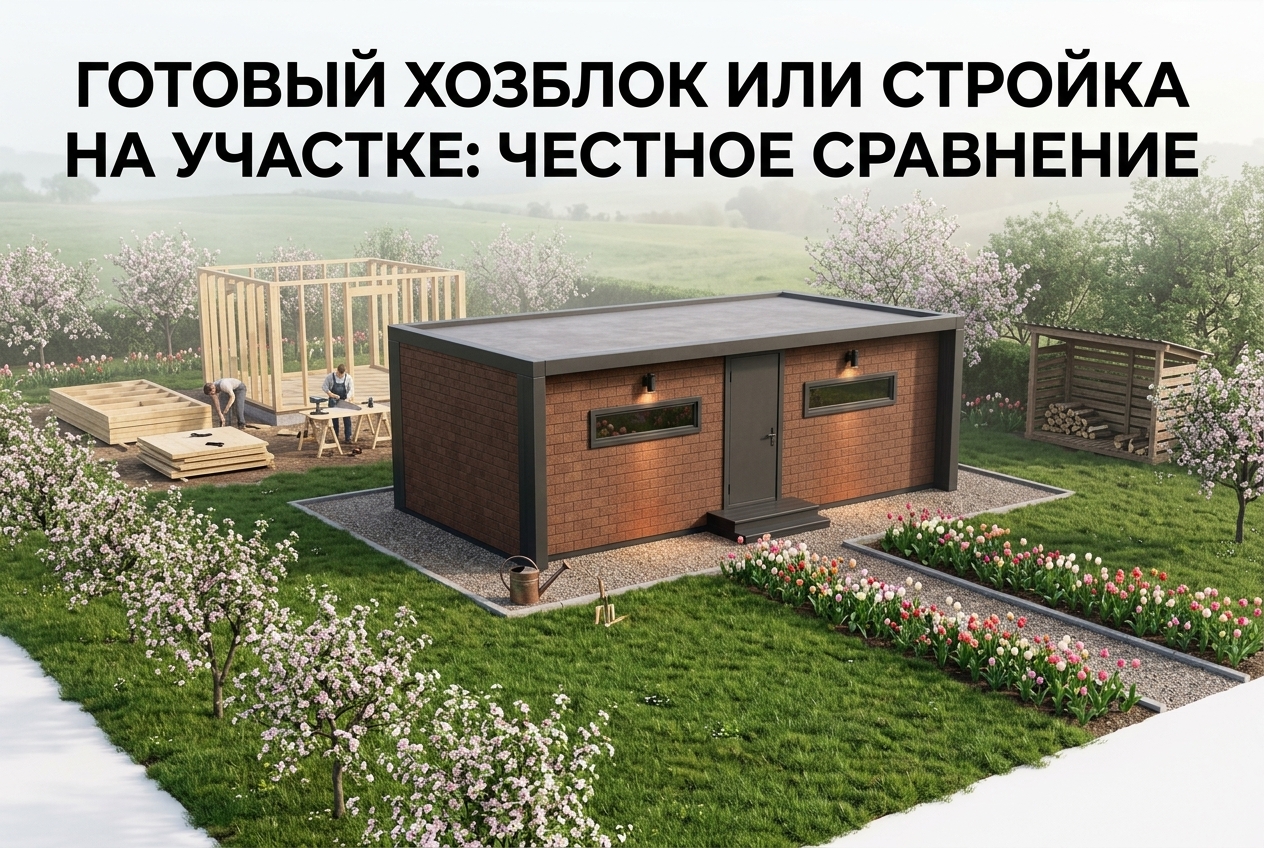 Сравнение готового хозблока и работы строительной бригады на участке