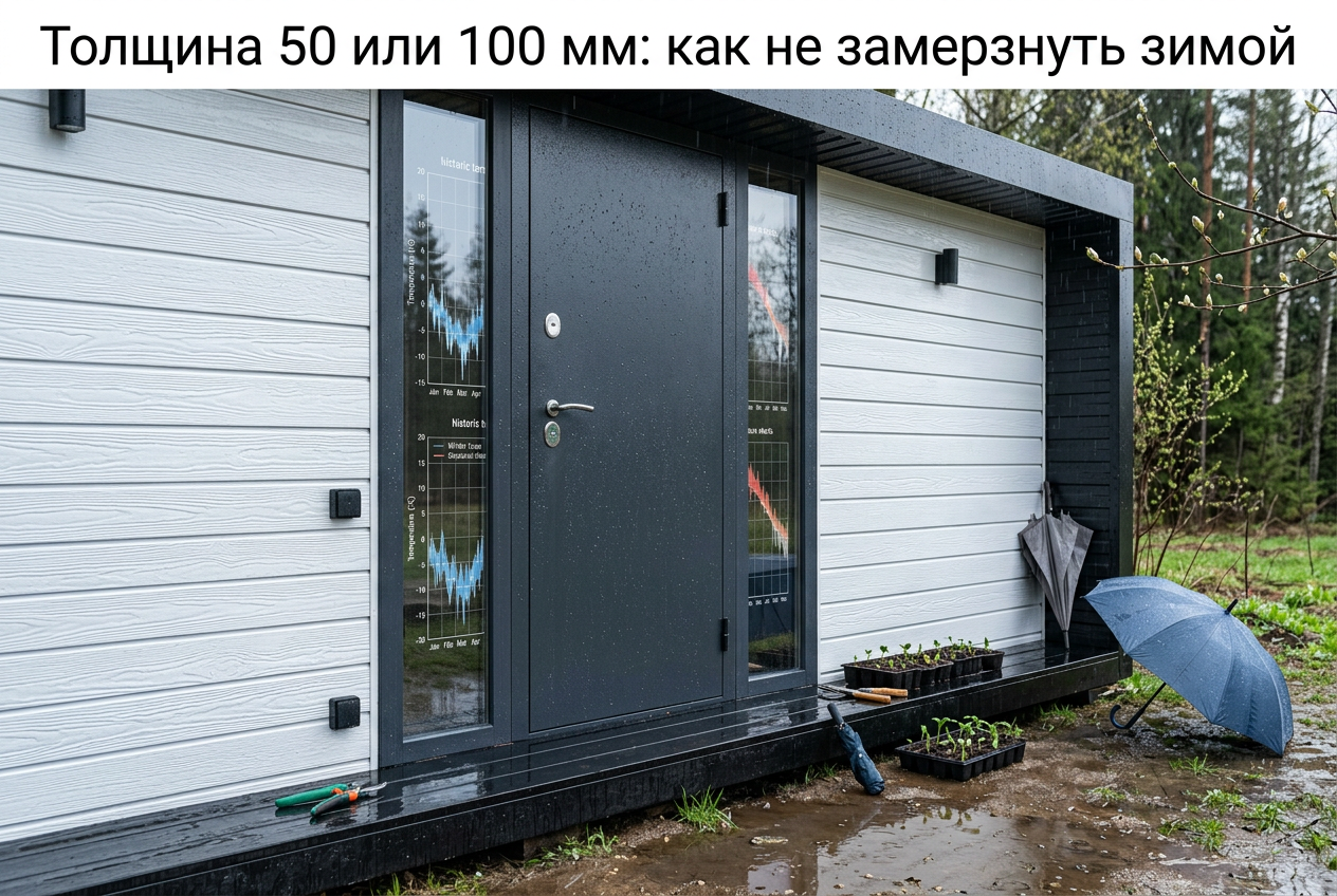 Утепление стен хозблока из профилированного бруса различной толщины